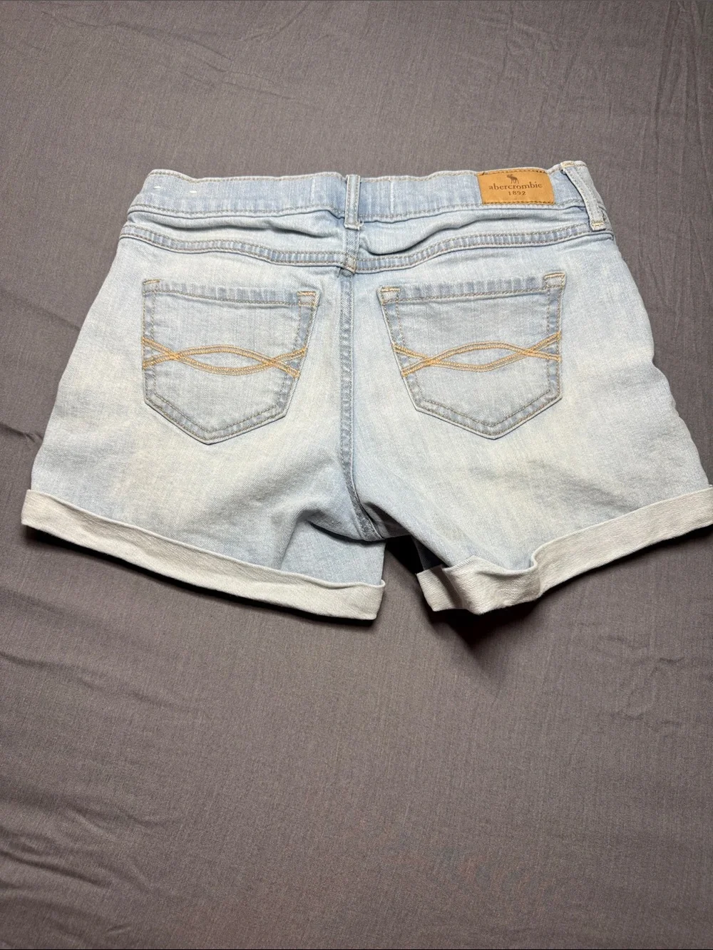 Abercrombie Kids Light Wash Distressed Denim Shorts